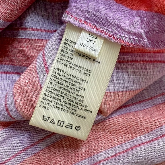 NWT Free People We the Free Play It Cool Linen Striped Shirt Sorbet Combo Size S - Picture 7 of 8